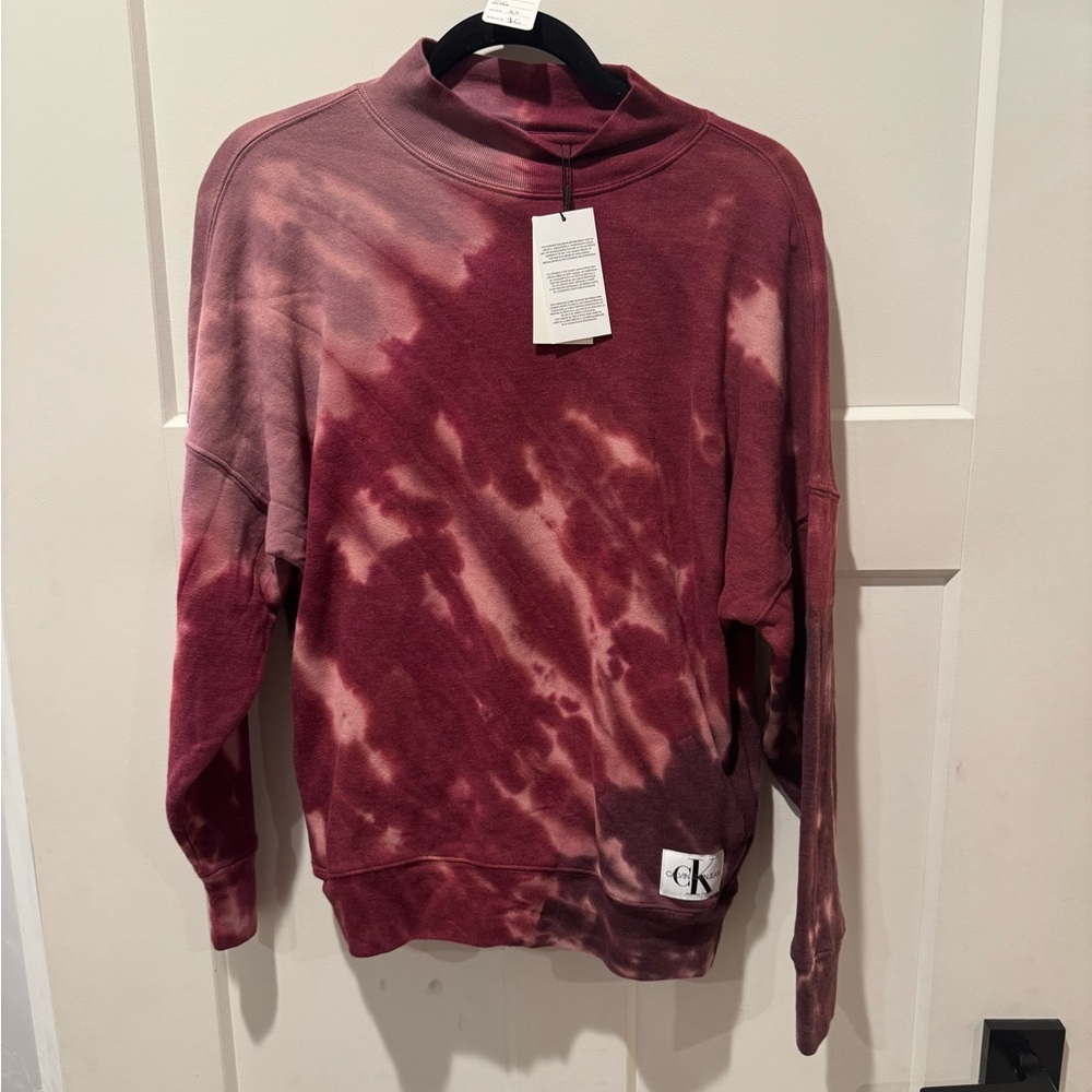 NWT Calvin Klein Women's Burgundy Tie-Dye Sweatshirt